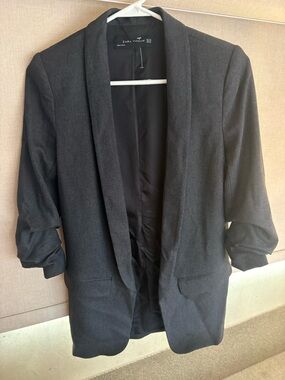 Zara Woman Charcoal Gray Blazer